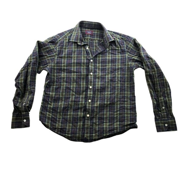 Untuckit Mens Shirt Medium Long Sleeve Plaid Button-Up Flannel 100% Cotton - Picture 1 of 11